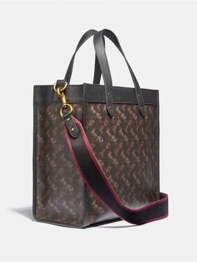NWT COACH 89143 Field 30 Tote With Horse And Carriage Print Black